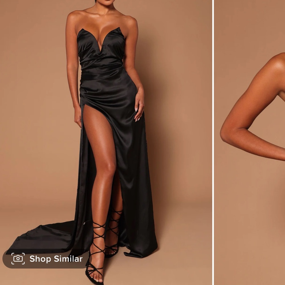 black gown with slit woman size s